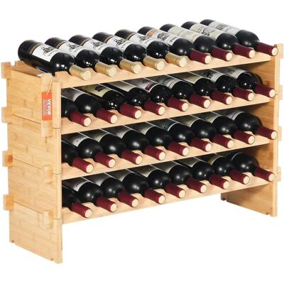 Vevor Estante de Vino Modular de Bambú Natural para 36 Botellas - 4 Estantes Vevor Estante de Vino Modular de Bambú Natural para 36 Botellas - 4 Estantes