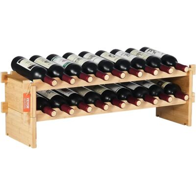 Vevor - Estante de vino apilable de bambú 18 botellas 2 niveles Vevor - Estante de vino apilable de bambú 18 botellas 2 niveles