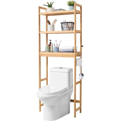 Vevor Rangement en Bambou au-dessus des Toilettes - Organisateur de Salle de Bain à 3 Niveaux - Publicité Vevor Rangement en Bambou au-dessus des Toilettes - Organisateur de Salle de Bain à 3 Niveaux - Publicité