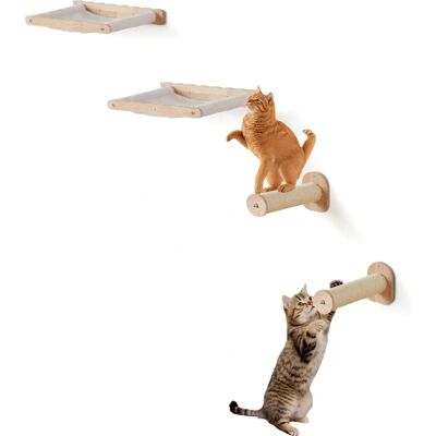 Vevor Wall Shelves for Cats - Natural Oak, Supports 40 lbs - Enriching Play Environment Vevor Wall Shelves for Cats - Natural Oak, Supports 40 lbs - Enriching Play Environment