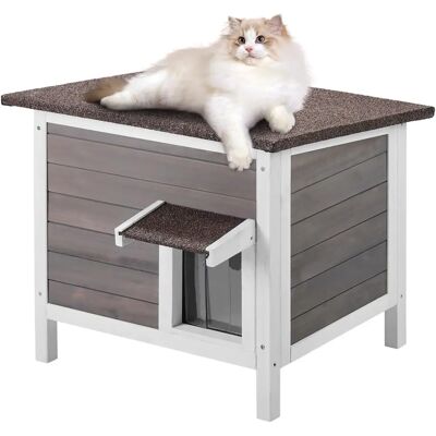 Casa per gatti in cedro Vevor - Impermeabile, Isolata, Tetto aperto - 24"L x 20"W x 21"H Casa per gatti in cedro Vevor - Impermeabile, Isolata, Tetto aperto - 24"L x 20"W x 21"H