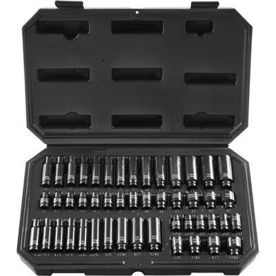 Set de douilles à chocs VEVOR - 48 pièces, 6 embouts, 1/4 de drive Set de douilles à chocs VEVOR - 48 pièces, 6 embouts, 1/4 de drive
