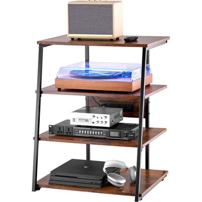Vevor Soporte de medios AV de 4 niveles con regletas y luces LED - de pie Vevor Soporte de medios AV de 4 niveles con regletas y luces LED - de pie