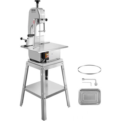 Scie à viande électrique Succebuy - Coupeur vertical en acier inoxydable 850W - Banc de travail 19,1"x15" - Épaisseur de coupe 7,09" - Inclut 5 lames - Publicité Scie à viande électrique Succebuy - Coupeur vertical en acier inoxydable 850W - Banc de travail 19,1"x15" - Épaisseur de coupe 7,09" - Inclut 5 lames - Publicité