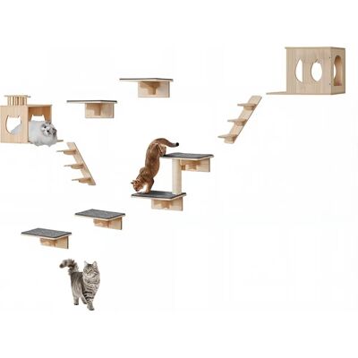 Vevor Natural Pine Cat Wall Shelf Set with Jumping Boards & Accessories - Cat Furniture & Shelves Vevor Natural Pine Cat Wall Shelf Set with Jumping Boards & Accessories - Cat Furniture & Shelves