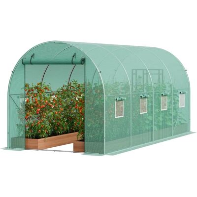 Vevor Greenhouse Tunnel 445x194x192 cm - Durable Steel Frame, Green PE Cover Vevor Greenhouse Tunnel 445x194x192 cm - Durable Steel Frame, Green PE Cover