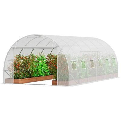 Succebuy Serre tunnel walk-in - cadre en acier galvanisé, couverture PE blanche, 12 fenêtres - Publicité Succebuy Serre tunnel walk-in - cadre en acier galvanisé, couverture PE blanche, 12 fenêtres - Publicité