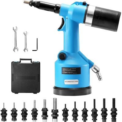 Vevor Riveteuse pneumatique - 20,2KN Force, Outil de construction - 13 Embouts - Publicité Vevor Riveteuse pneumatique - 20,2KN Force, Outil de construction - 13 Embouts - Publicité