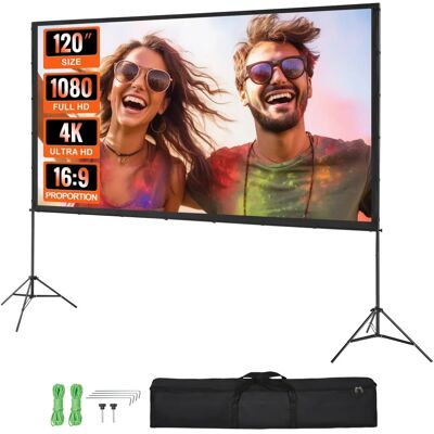 Écran de Projection VEVOR 120 pouces 4K HD avec Support - Publicité Écran de Projection VEVOR 120 pouces 4K HD avec Support - Publicité