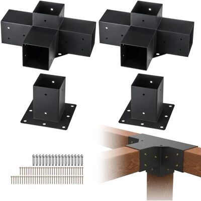 Succebuy Wytrzymały zestaw wsporników pergoli 4x4 - Łatwa instalacja, 4 kierunki Succebuy Wytrzymały zestaw wsporników pergoli 4x4 - Łatwa instalacja, 4 kierunki