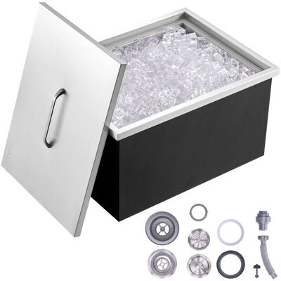 Vevor Boîte de stockage de glace - 30,25L Inox Isolée - Publicité Vevor Boîte de stockage de glace - 30,25L Inox Isolée - Publicité