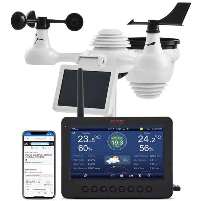 Vevor 7-in-1 Wireless Wetterstation - Wetterstation mit Wi-Fi, 7-Zoll Farbdisplay, Solar Sensor Vevor 7-in-1 Wireless Wetterstation - Wetterstation mit Wi-Fi, 7-Zoll Farbdisplay, Solar Sensor