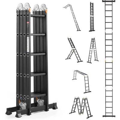 Vevor Wielofunkcyjny Składany Drabina - 7-w-1 Wysokie Przedłużane Drabiny - 19 stóp Zasięg - Ciężka Regulatorowa Drabina - 150 kg Pojemność Vevor Wielofunkcyjny Składany Drabina - 7-w-1 Wysokie Przedłużane Drabiny - 19 stóp Zasięg - Ciężka Regulatorowa Drabina - 150 kg Pojemność