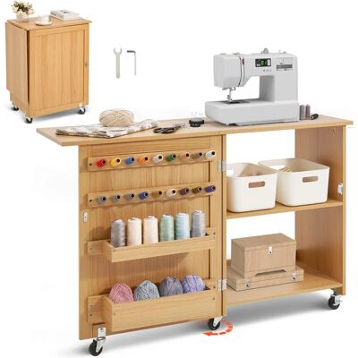 Mesa de costura de madera Vevor - Multiusos con almacenamiento y ruedas Mesa de costura de madera Vevor - Multiusos con almacenamiento y ruedas