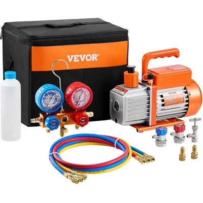 Vevor 3,5 CFM Forgó kalvás vákuumpumpa készlet - HVAC kiegészítők Vevor 3,5 CFM Forgó kalvás vákuumpumpa készlet - HVAC kiegészítők