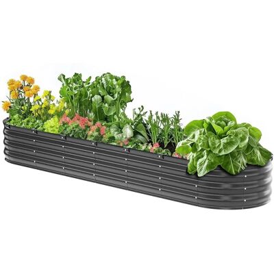 Vevor Metall Hochbeet - 8 x 2 x 1 ft Außen Pflanzkasten - Dunkelgrau Vevor Metall Hochbeet - 8 x 2 x 1 ft Außen Pflanzkasten - Dunkelgrau