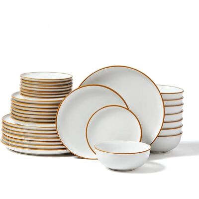 Succebuy Weißes Keramik-Geschirrset für 8 - Service für 8 (32 Stück) - Runde Teller und Schalen Succebuy Weißes Keramik-Geschirrset für 8 - Service für 8 (32 Stück) - Runde Teller und Schalen