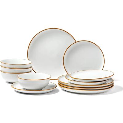 Succebuy White Dinnerware Set - Service for 4, 12 pcs, Round Plates & Bowls Succebuy White Dinnerware Set - Service for 4, 12 pcs, Round Plates & Bowls