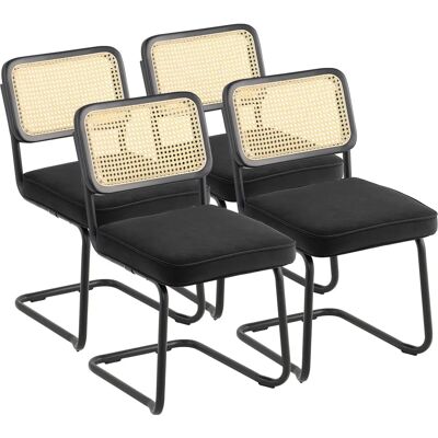 Chaises en rotin noir Vevor - Lot de 4 - Publicité Chaises en rotin noir Vevor - Lot de 4 - Publicité