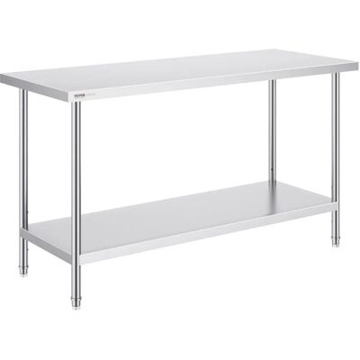 Tavolo da Lavoro Inox Vevor - Regolabile a 3 Livelli - 61x152,4cm Tavolo da Lavoro Inox Vevor - Regolabile a 3 Livelli - 61x152,4cm