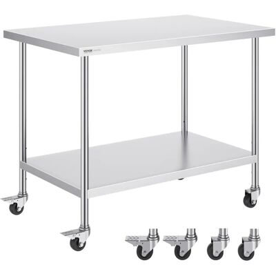 Tavolo da Lavoro in Acciaio Inox Vevor - Altezza Regolabile - 30x48 pollici - Attrezzature da Cucina Commerciale Tavolo da Lavoro in Acciaio Inox Vevor - Altezza Regolabile - 30x48 pollici - Attrezzature da Cucina Commerciale