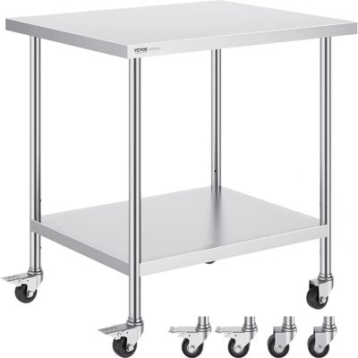 Mesa de Preparación de Acero Inoxidable Vevor - Altura Ajustable - 76x45.7 cm Mesa de Preparación de Acero Inoxidable Vevor - Altura Ajustable - 76x45.7 cm