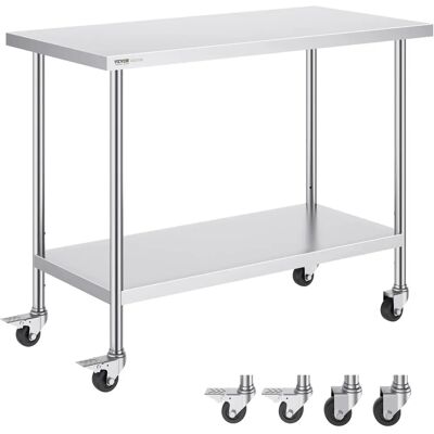 Vevor Edelstahl Arbeitstisch - 61x122cm, 3-stufig höhenverstellbar - Gastronomie Vevor Edelstahl Arbeitstisch - 61x122cm, 3-stufig höhenverstellbar - Gastronomie