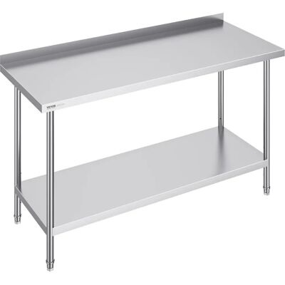 Vevor Table de Travail en Acier Inoxydable 61x152,4x91,4cm - Étagères Ajustables - Publicité Vevor Table de Travail en Acier Inoxydable 61x152,4x91,4cm - Étagères Ajustables - Publicité