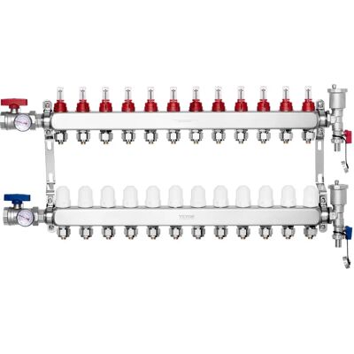 Vevor 12-Arm Strahlungswärmeverteiler - Hydronische Fußbodenheizung - Edelstahl Vevor 12-Arm Strahlungswärmeverteiler - Hydronische Fußbodenheizung - Edelstahl