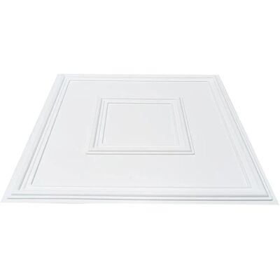 Succebuy Carrelages de Plafond - Pack de 12, Blanc Géométrique, 24x24 po Succebuy Carrelages de Plafond - Pack de 12, Blanc Géométrique, 24x24 po