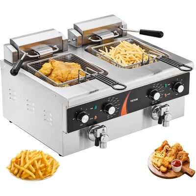 Friteuse électrique commerciale Vevor - 8,5L, 2 paniers, 80-200°C Friteuse électrique commerciale Vevor - 8,5L, 2 paniers, 80-200°C
