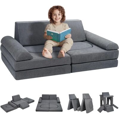 VEVOR 10 pièces Canapé Modulaire pour Enfants 1100x600x400mm Gris - Publicité VEVOR 10 pièces Canapé Modulaire pour Enfants 1100x600x400mm Gris - Publicité