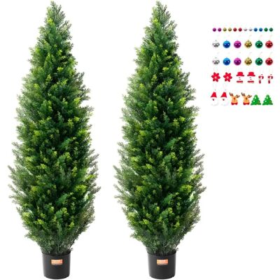 Vevor Künstlicher Zedernholz-Formschnittbaum - 60 Zoll hoch - 2 Stück - Evergreen Faux Pine Cypress Vevor Künstlicher Zedernholz-Formschnittbaum - 60 Zoll hoch - 2 Stück - Evergreen Faux Pine Cypress