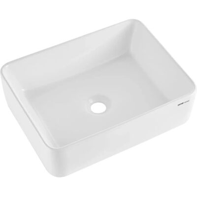 Vevor Wit Keramisch Aanrechtwasbak - 19x14.7 - Moderne badkamer Vevor Wit Keramisch Aanrechtwasbak - 19x14.7 - Moderne badkamer