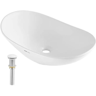 VEVOR Keramik-Badwaschbecken 592x361x158mm Weiß Modern VEVOR Keramik-Badwaschbecken 592x361x158mm Weiß Modern