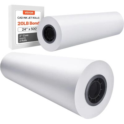 VEVOR Large Format Precision Paper Roll - 80g/609.6mm x 152.4m - 2 Rolls VEVOR Large Format Precision Paper Roll - 80g/609.6mm x 152.4m - 2 Rolls
