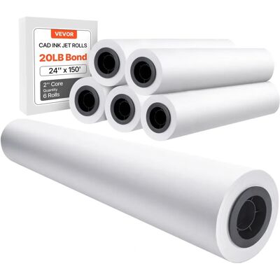 VEVOR Großformat-Papier 80g/609,6mm x 45,7m 6 Rollen VEVOR Großformat-Papier 80g/609,6mm x 45,7m 6 Rollen