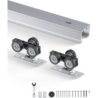 Kit de ferrures pour porte coulissante Vevor - Rail en aluminium de 6ft - Publicité Kit de ferrures pour porte coulissante Vevor - Rail en aluminium de 6ft - Publicité