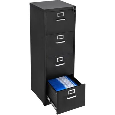 Armoire à dossiers noire à 4 tiroirs avec serrure - Succebuy - Publicité Armoire à dossiers noire à 4 tiroirs avec serrure - Succebuy - Publicité