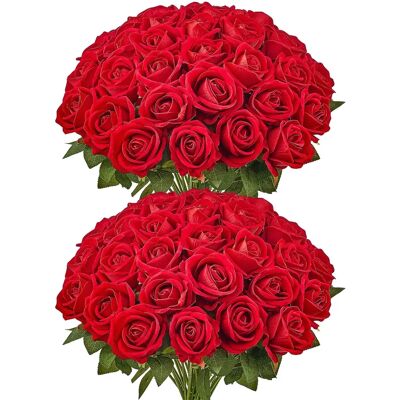 Succebuy Künstliche Blumen - 60 Rote Rosen für DIY Hochzeitssträuße & Wohndekoration Succebuy Künstliche Blumen - 60 Rote Rosen für DIY Hochzeitssträuße & Wohndekoration