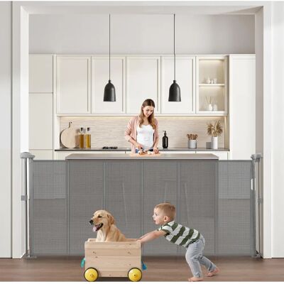 Succebuy Barrière bébé grise, 870mm de hauteur, 1800mm de largeur Succebuy Barrière bébé grise, 870mm de hauteur, 1800mm de largeur