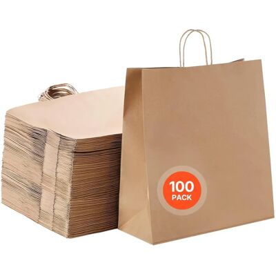 Succebuy Kraft Paper Bags - 100Pcs, Large 18 x 7 x 19 in, Reusable & Recycled - Grocery Succebuy Kraft Paper Bags - 100Pcs, Large 18 x 7 x 19 in, Reusable & Recycled - Grocery