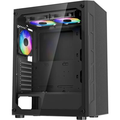 Succebuy Boîtier Gaming PC en verre trempé à haute circulation d'air - Mid-Tower Succebuy Boîtier Gaming PC en verre trempé à haute circulation d'air - Mid-Tower