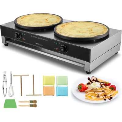 Vevor Crepera Eléctrica - 3400 W Cabezal Doble - Plata Vevor Crepera Eléctrica - 3400 W Cabezal Doble - Plata