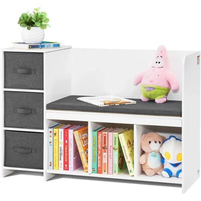 Banc de rangement blanc pour enfants VEVOR avec 6 compartiments et coussin - Banc de rangement pour enfants - Publicité Banc de rangement blanc pour enfants VEVOR avec 6 compartiments et coussin - Banc de rangement pour enfants - Publicité