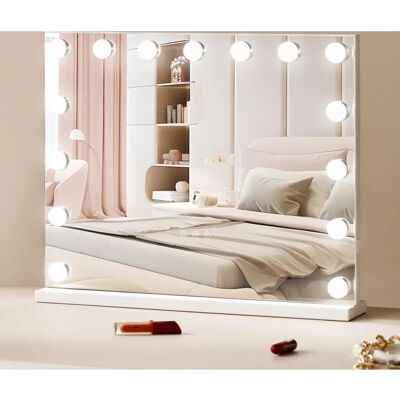 Specchio da trucco Hollywood Vevor bianco - 15 lampadine e 3 modalità di luce Specchio da trucco Hollywood Vevor bianco - 15 lampadine e 3 modalità di luce