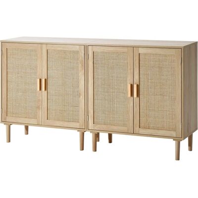 Vevor Rattan-Schränke - Natur, Verstellbare Regale, 4 Türen Vevor Rattan-Schränke - Natur, Verstellbare Regale, 4 Türen