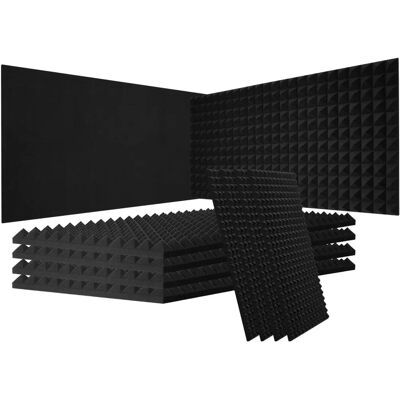 Pannelli Acustici in Schiuma VEVOR - Confezione da 4, 48x24x2 Pollici, Nero Pannelli Acustici in Schiuma VEVOR - Confezione da 4, 48x24x2 Pollici, Nero