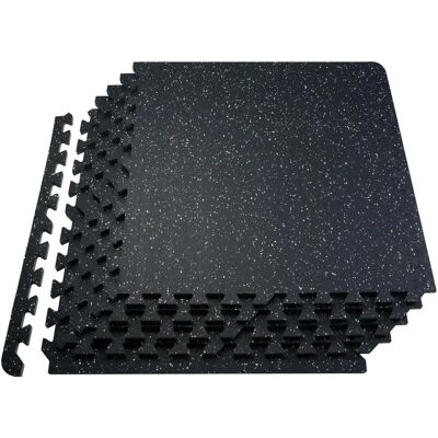 Vevor Gym Floor Mats - 25 Fliesen Gummiobermaterial mit EVA-Schaum - Puzzle-Interlock - Schwarz & Weiß Vevor Gym Floor Mats - 25 Fliesen Gummiobermaterial mit EVA-Schaum - Puzzle-Interlock - Schwarz & Weiß