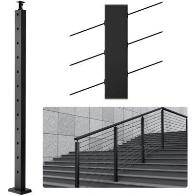 Poste de barandilla de cable VEVOR negro 42x1x2in con orificio en ángulo 30 - Escaleras y Jardín Poste de barandilla de cable VEVOR negro 42x1x2in con orificio en ángulo 30 - Escaleras y Jardín